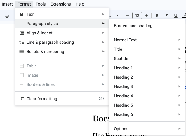 Format Paragraph Menu